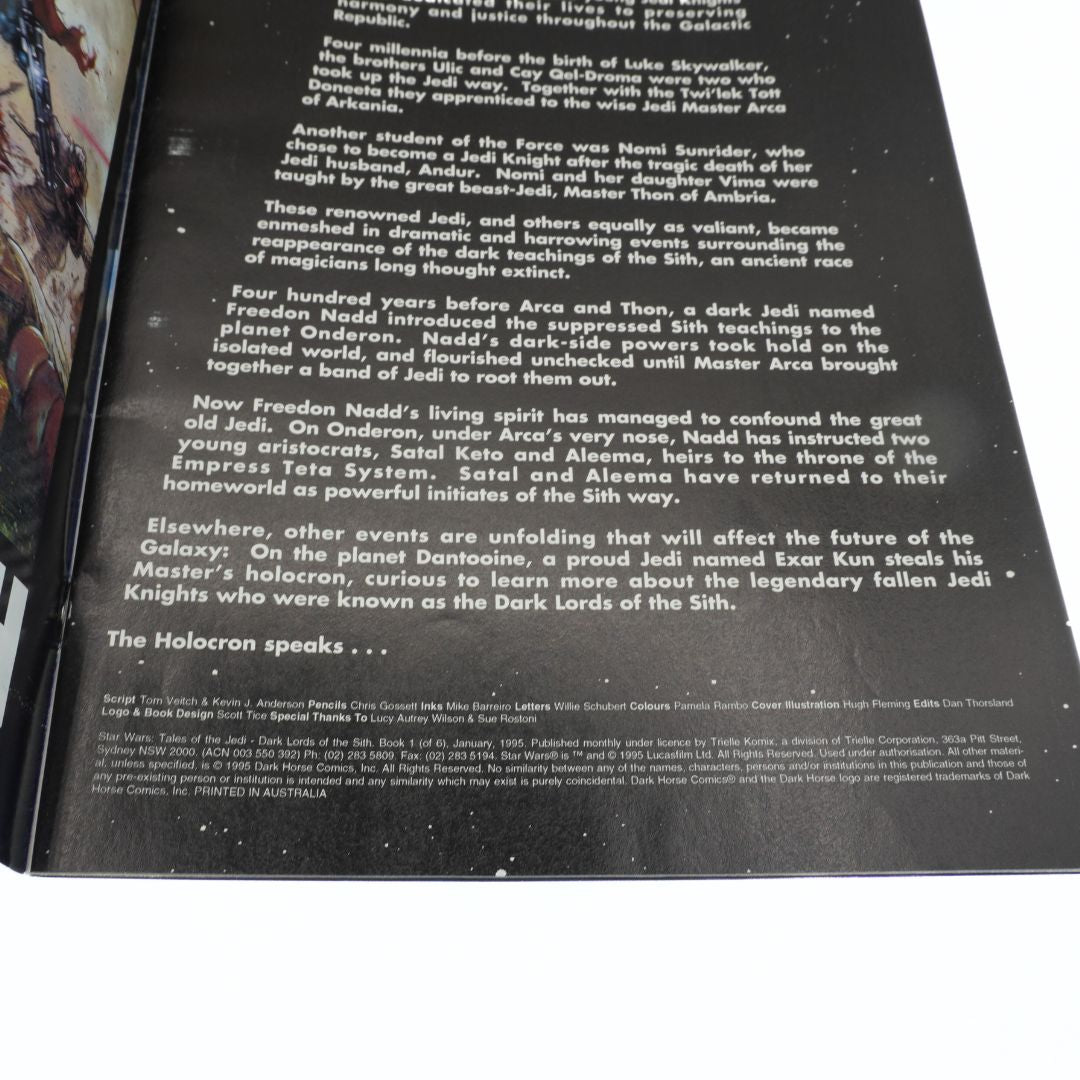 Comic book publishing page for a 90s era Star Wars comic