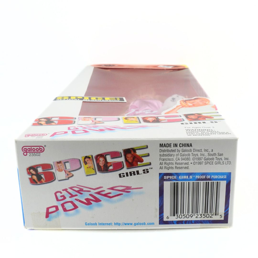 Box packaging of Spice Girls merchandise with colorful graphics and text.