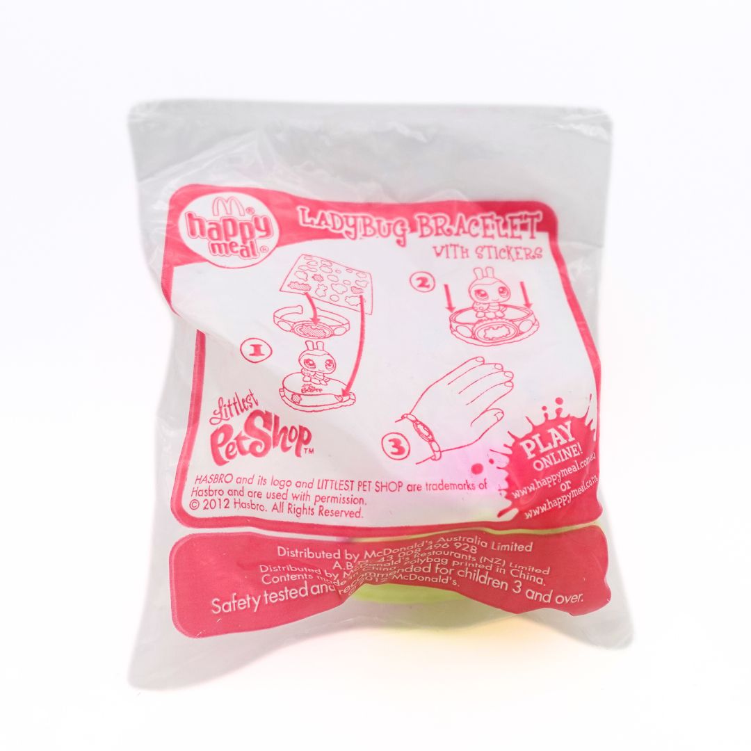 2012 McDonalds Littlest Pet Shop Ladybug Bracelet with Stickers