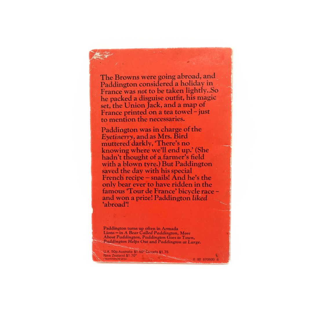 Back side of a 1976 Paddington paperback book