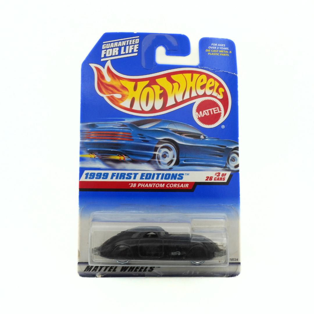 Hot Wheels toy car packaging with a blue background