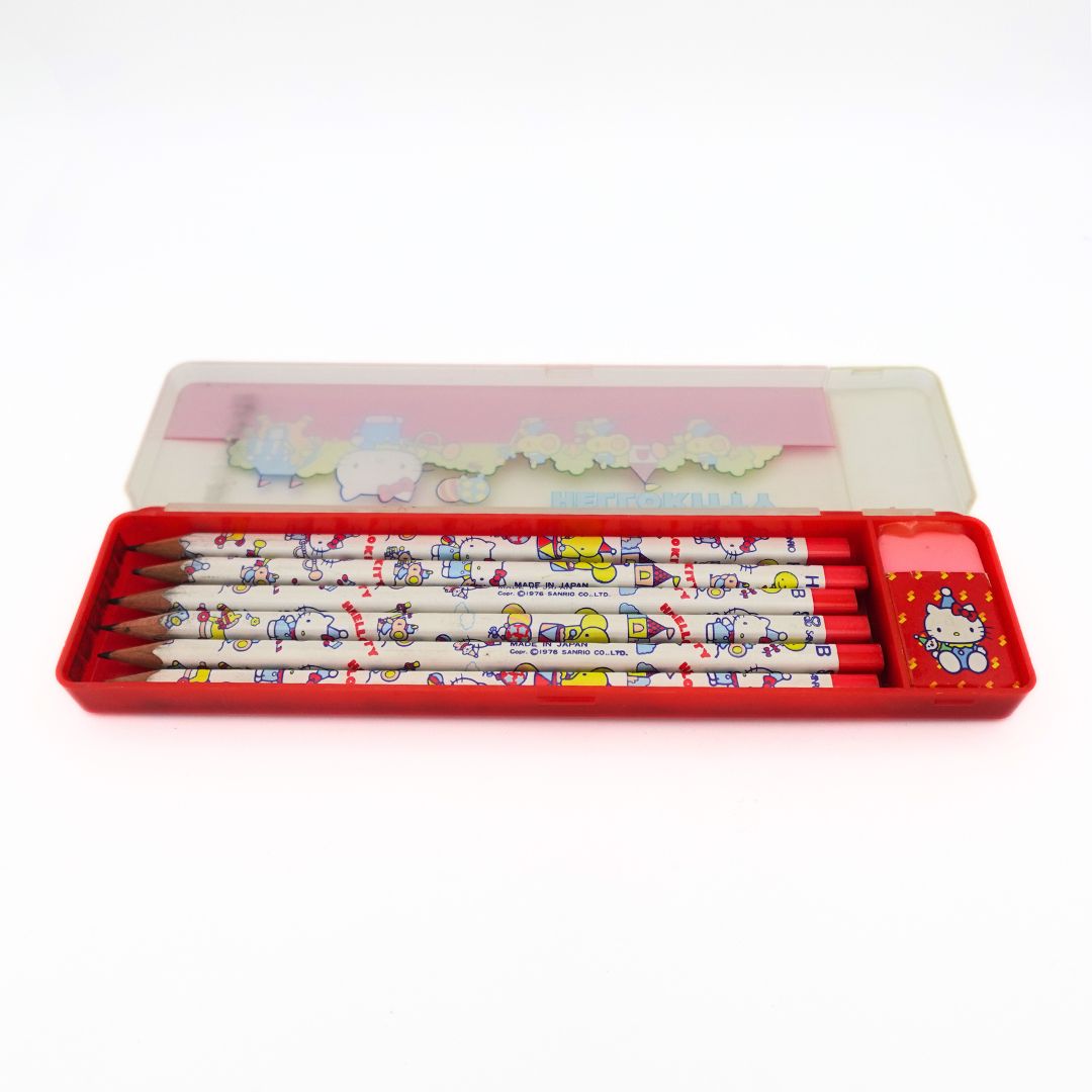 1976 Sanrio Hello Kitty Pencil Case with Pencil and Eraser