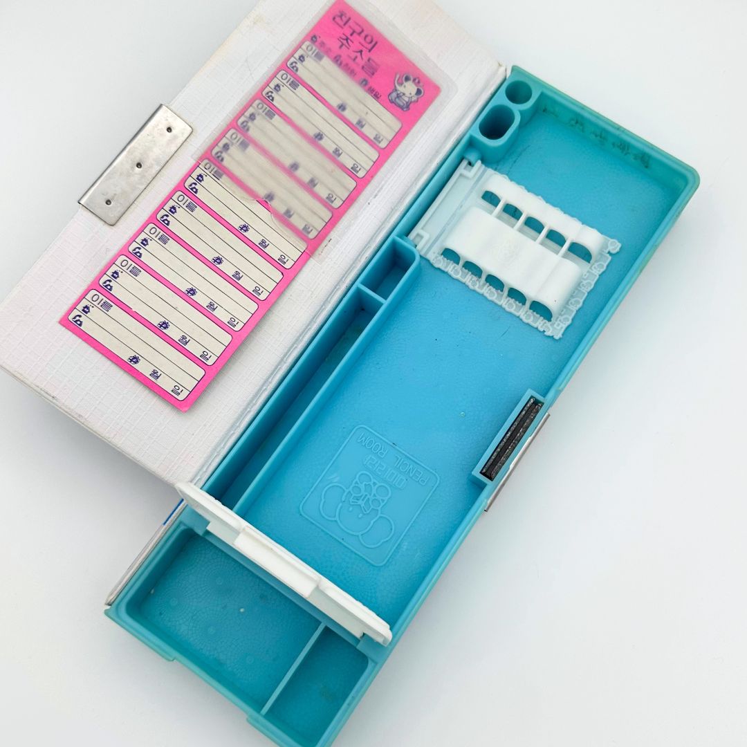 Interior of a vintage Korean pencil case