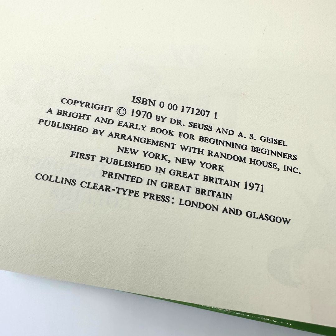 Publishing information of a vintage 1971 edition of Mr Brown Can Moo, Can You?