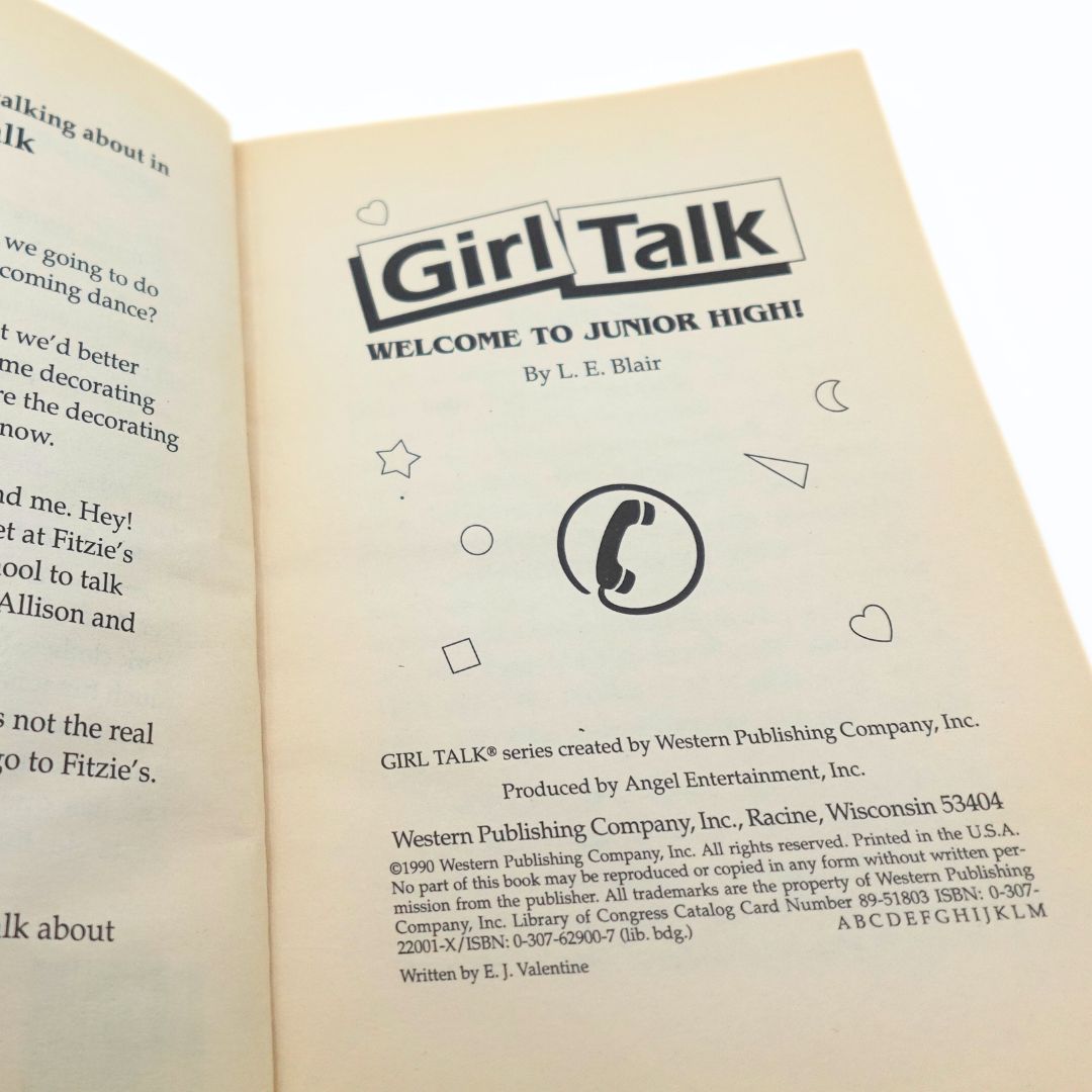 1990 Girl Talk Welcome to Junior High Book