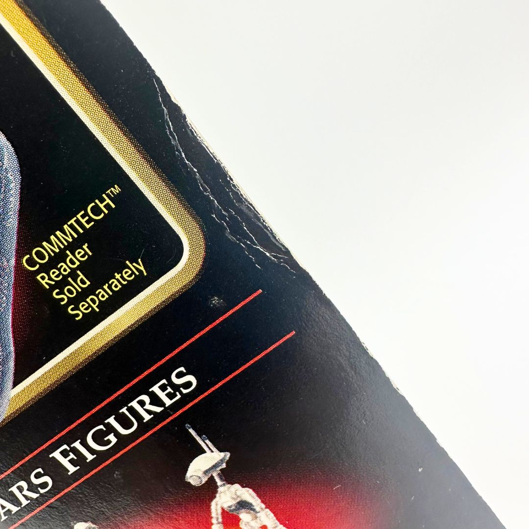 Light damage and creasing on a Star Wars collectible cardback