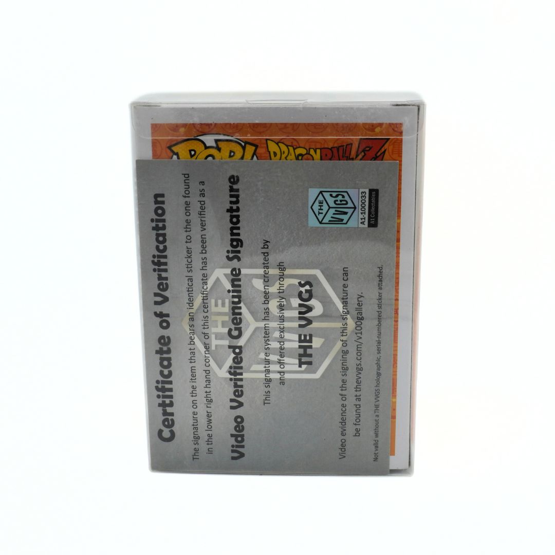 Funko Pop packaging with a certificate of verification on a white background