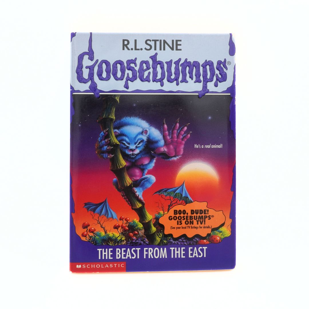 The Beast From the East, a 1996 Goosebumps book by R.L. Stine featuring a blue furry monster on the cover