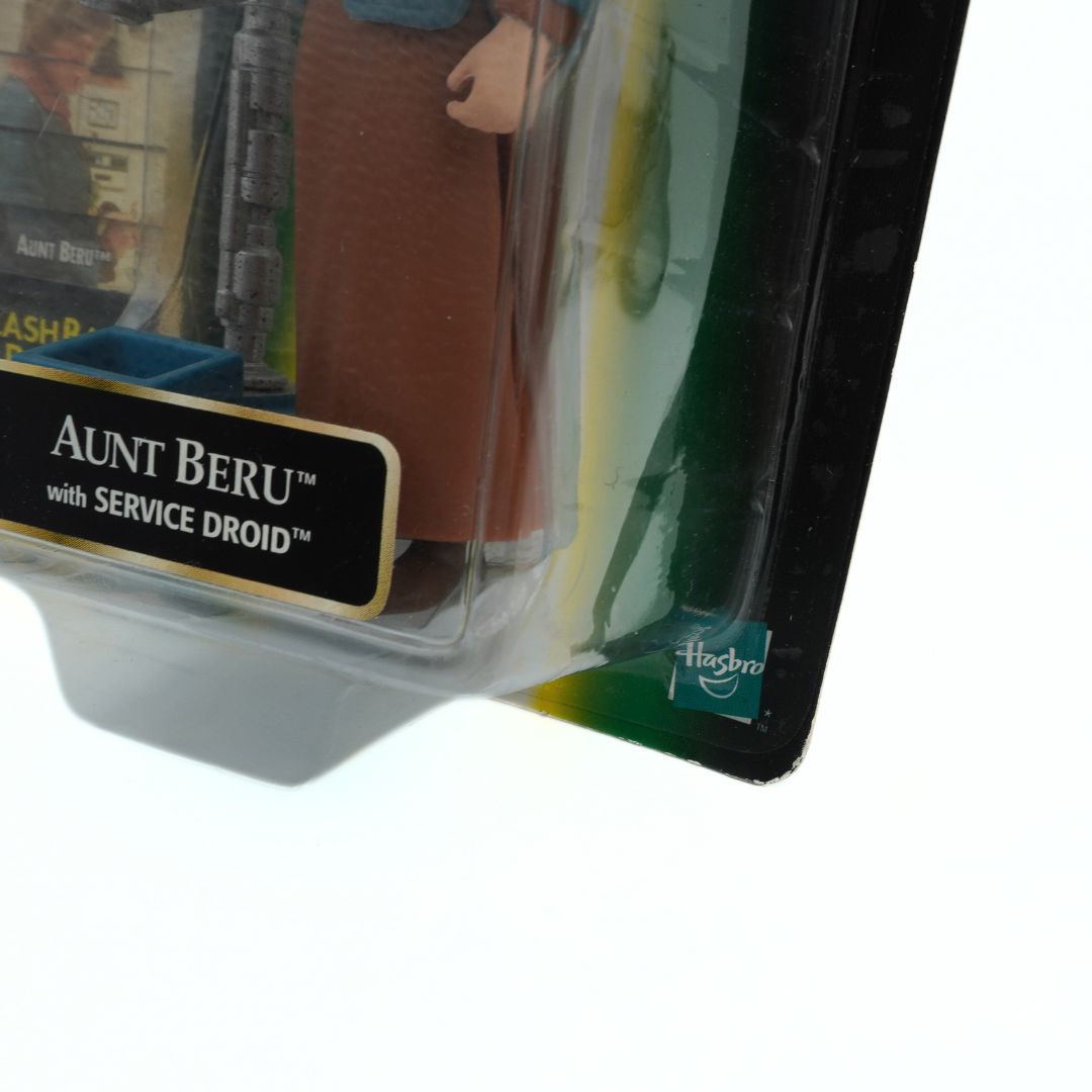 Minor wear to the corner of a 1998 Star Wars Aunt Beru cardback