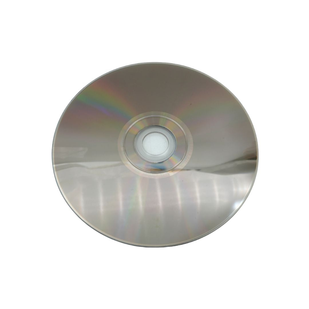 Silver CD or DVD on a white background