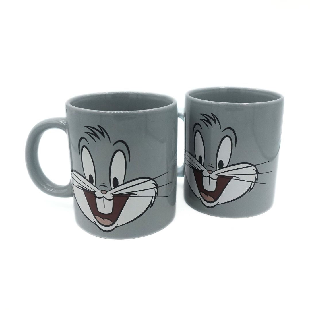 Set of two grey ceramic mugs with Bugs Bunny on the front