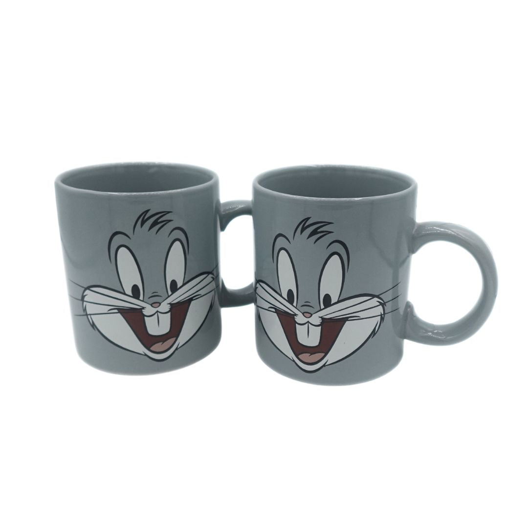 Set of two grey ceramic mugs with Bugs Bunny on the front