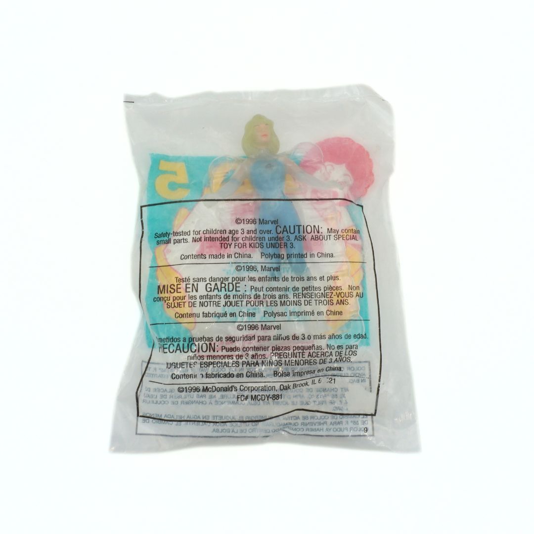 Unopened Happy Meal 1996 toy of the Marvel Super Heroes Invisible Woman with a colour change feature