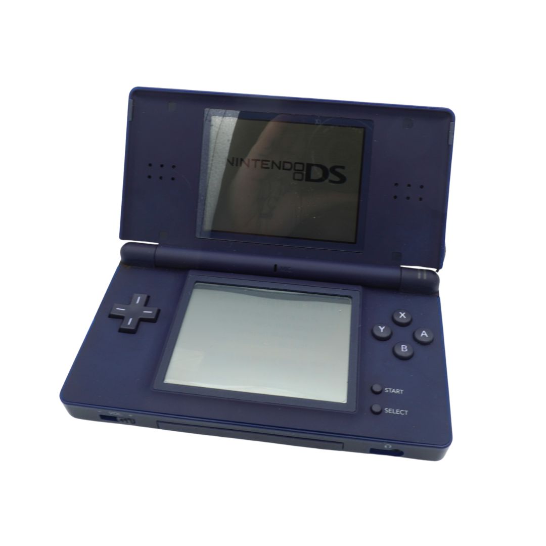 Blue Nintendo DS gaming console on a white background