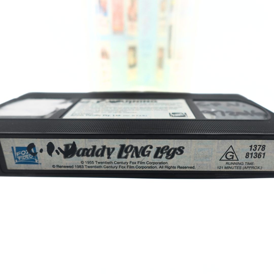 Close up of the Daddy Long Legs VHS tape showing texta marks