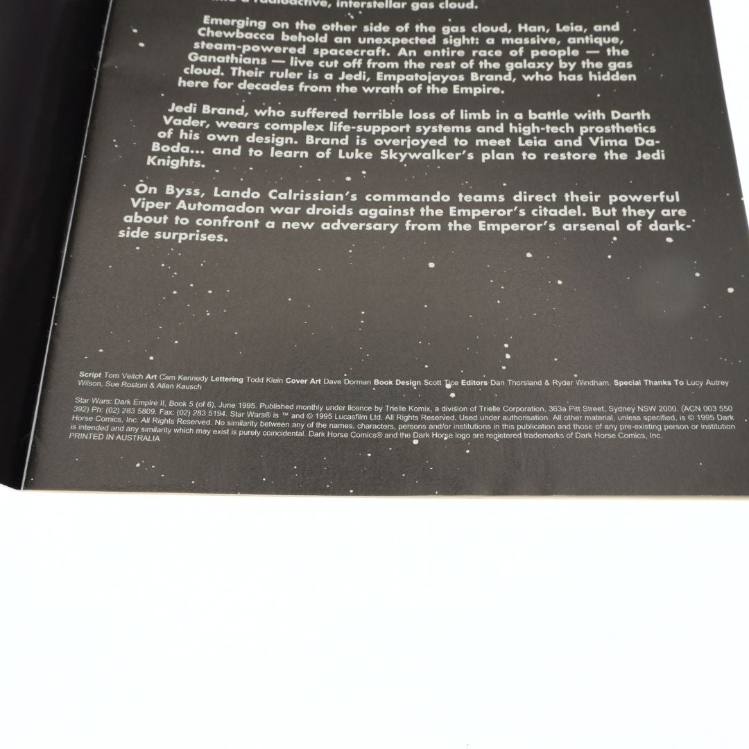 Publishing page of a vintage 90s Star Wars comic book