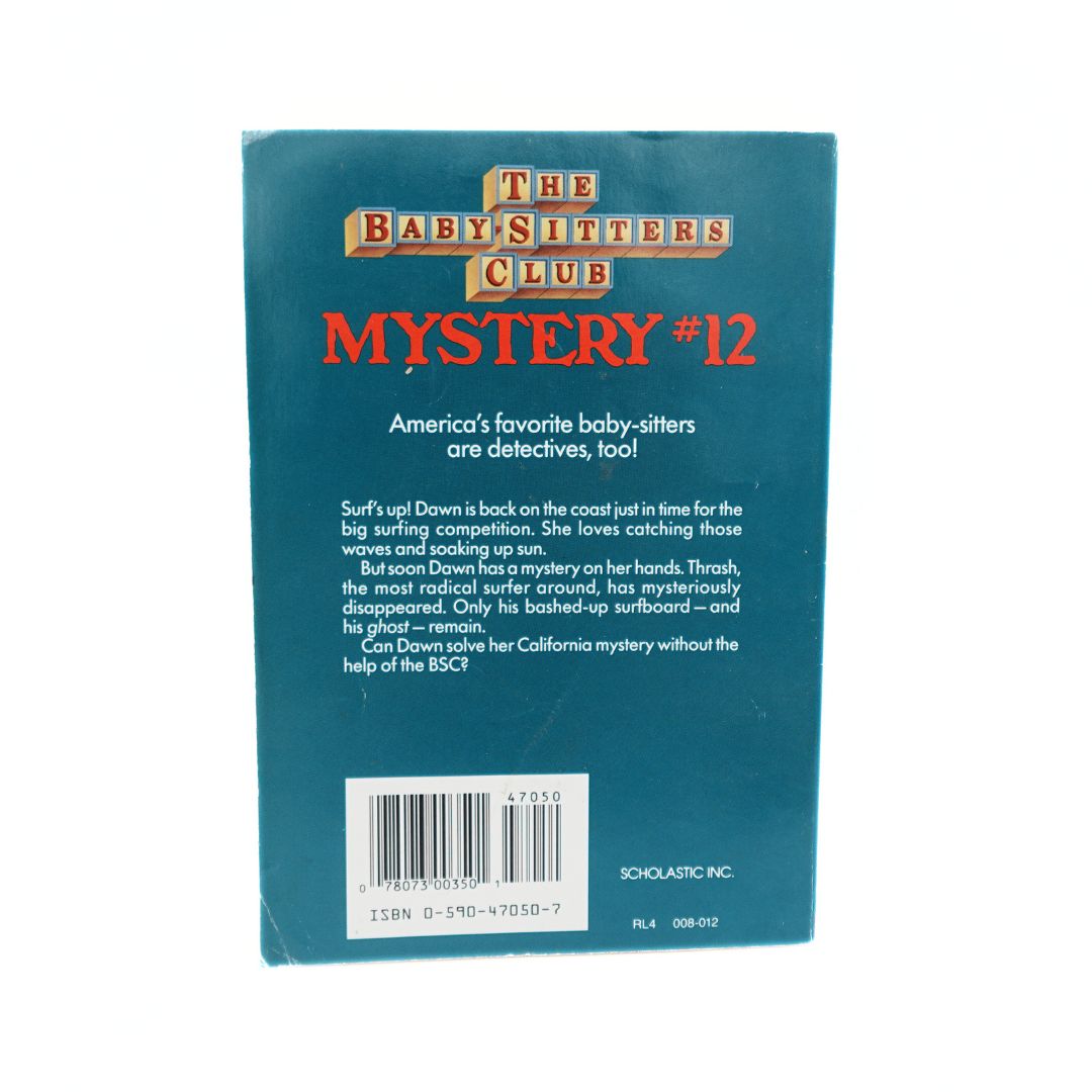 Back cover of The Babysitters Club Mystery #12 Dawn and the Surfer Ghost