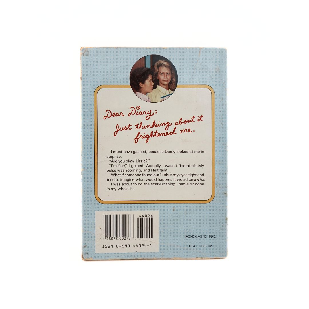 Back cover of a 1991 paperback edition of the 6th book in the Dear Diary Series: The Lie