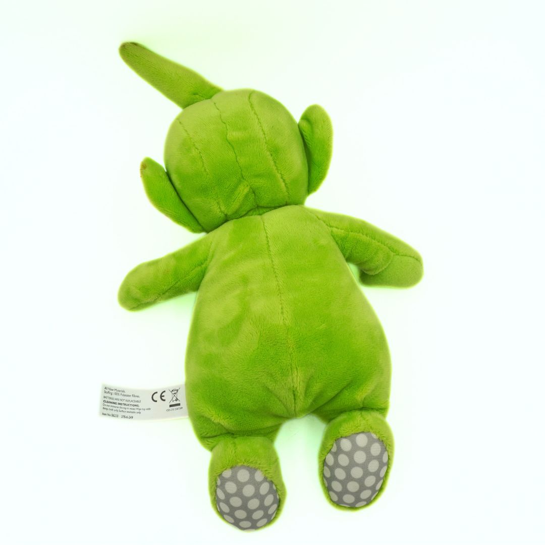 Dipsy green plush from the back with spotted feet