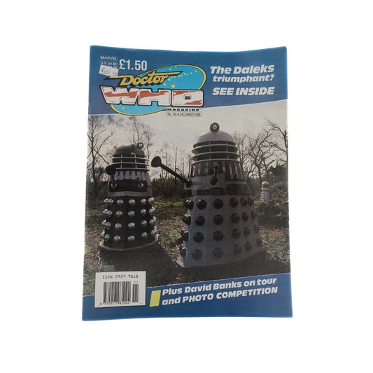 Front cover of the December 1989 edition of The Doctor Who Magazine featuring a retro logo and Daleks on the cover