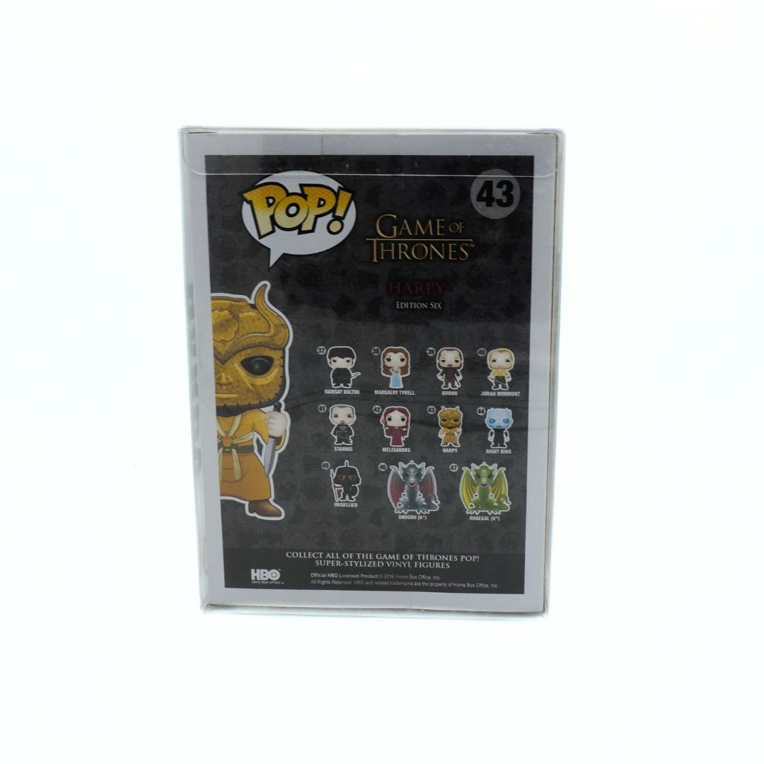 Game of Thrones Pop! vinyl figure packaging with character illustrations on a white background