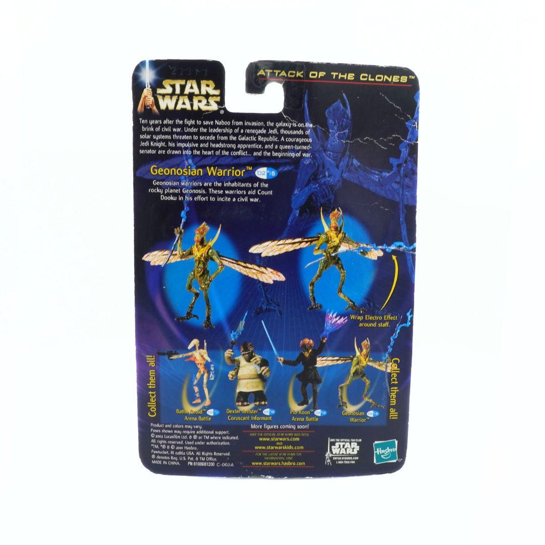 Star Wars Geonosian Warrior action figure packaging on a white background