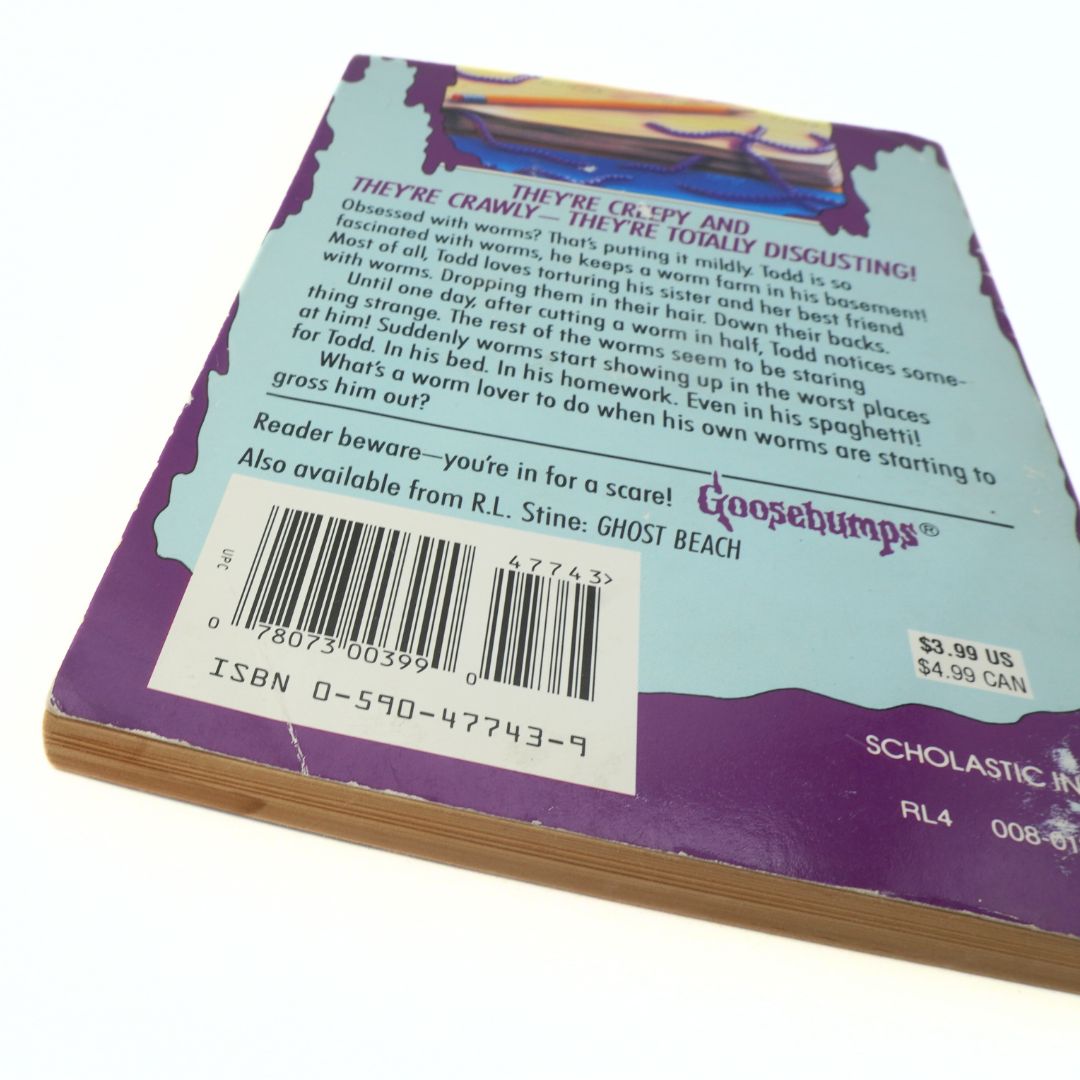 Back cover of a Goosebumps book with text and barcode