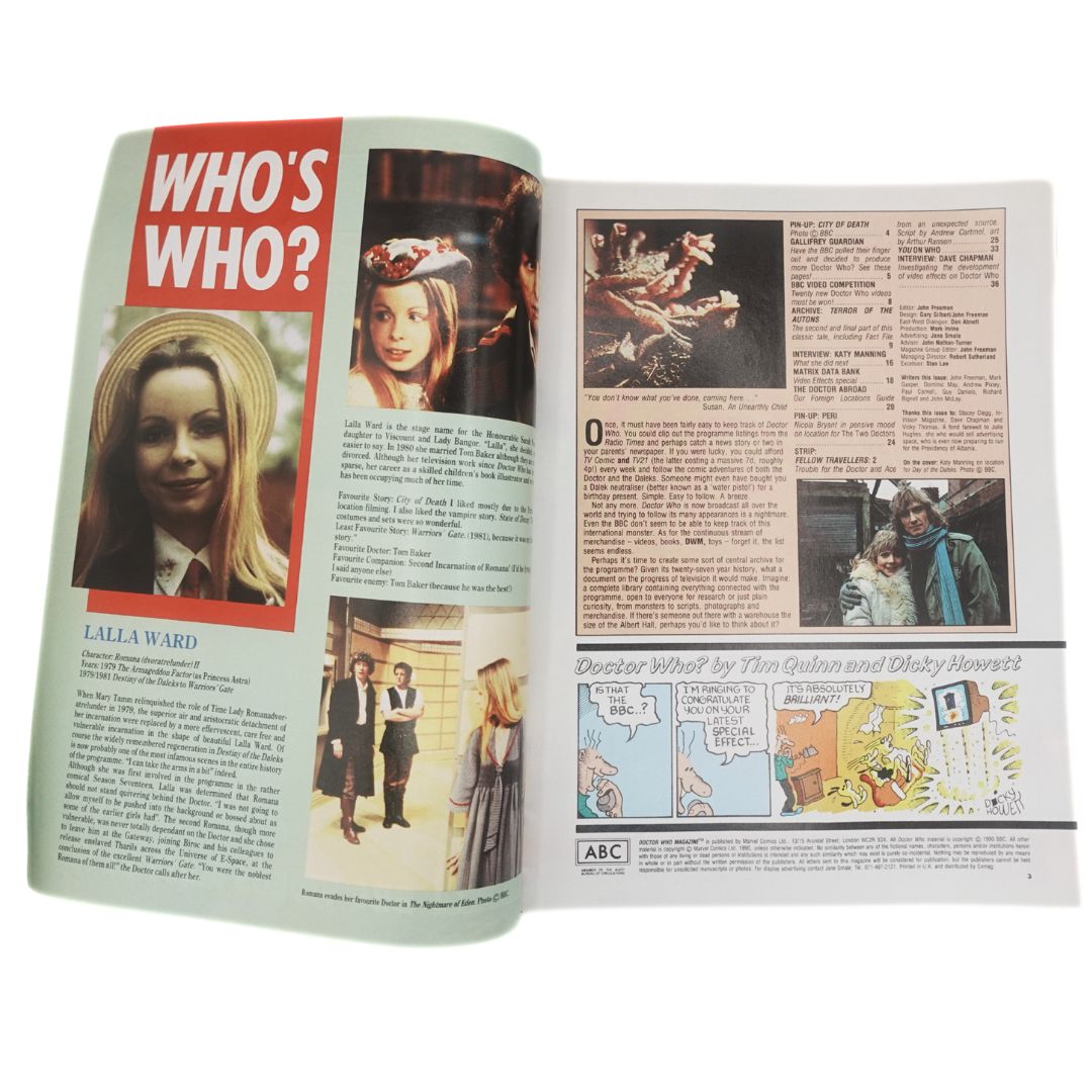 Internal full colour pages on the Doctor Who Magazine 1990 issue 165.