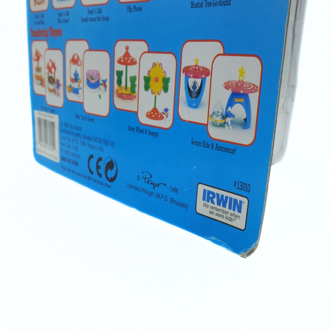 Back of a toy packaging with illustrations and IRWIN branding