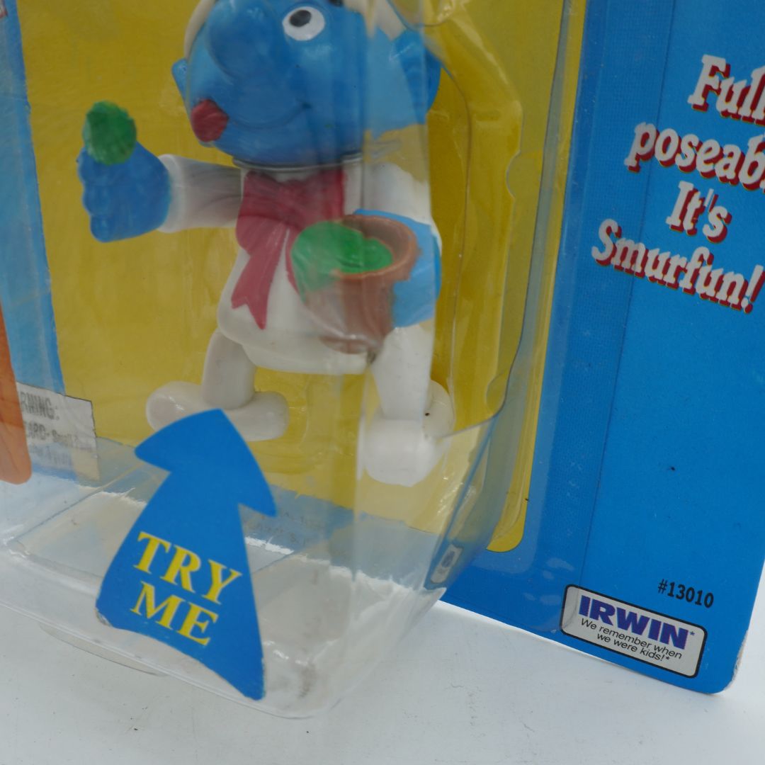 Toy figure in packaging with 'Try Me' tag and IRWIN branding
