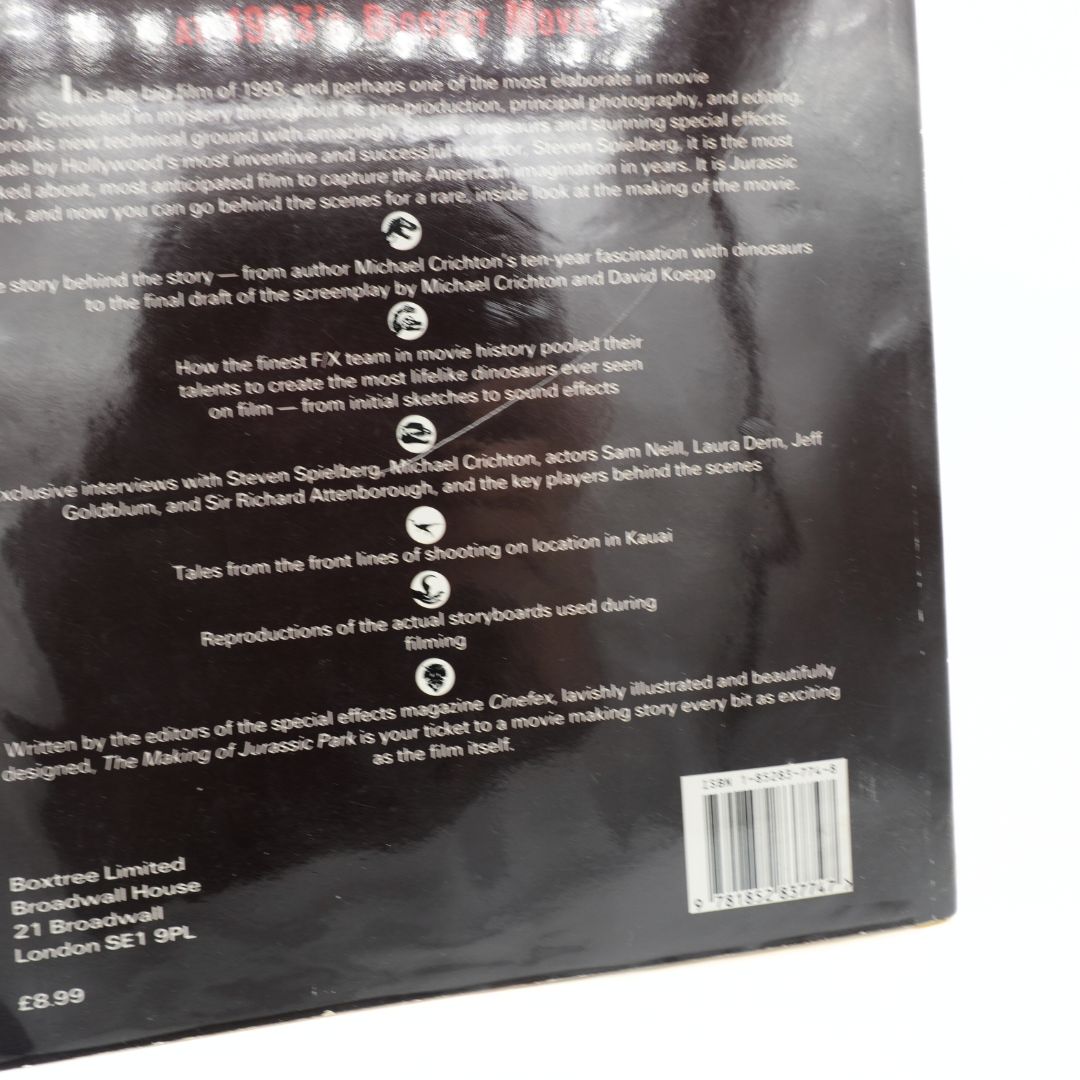 Back cover of a book or movie script with text and a barcode