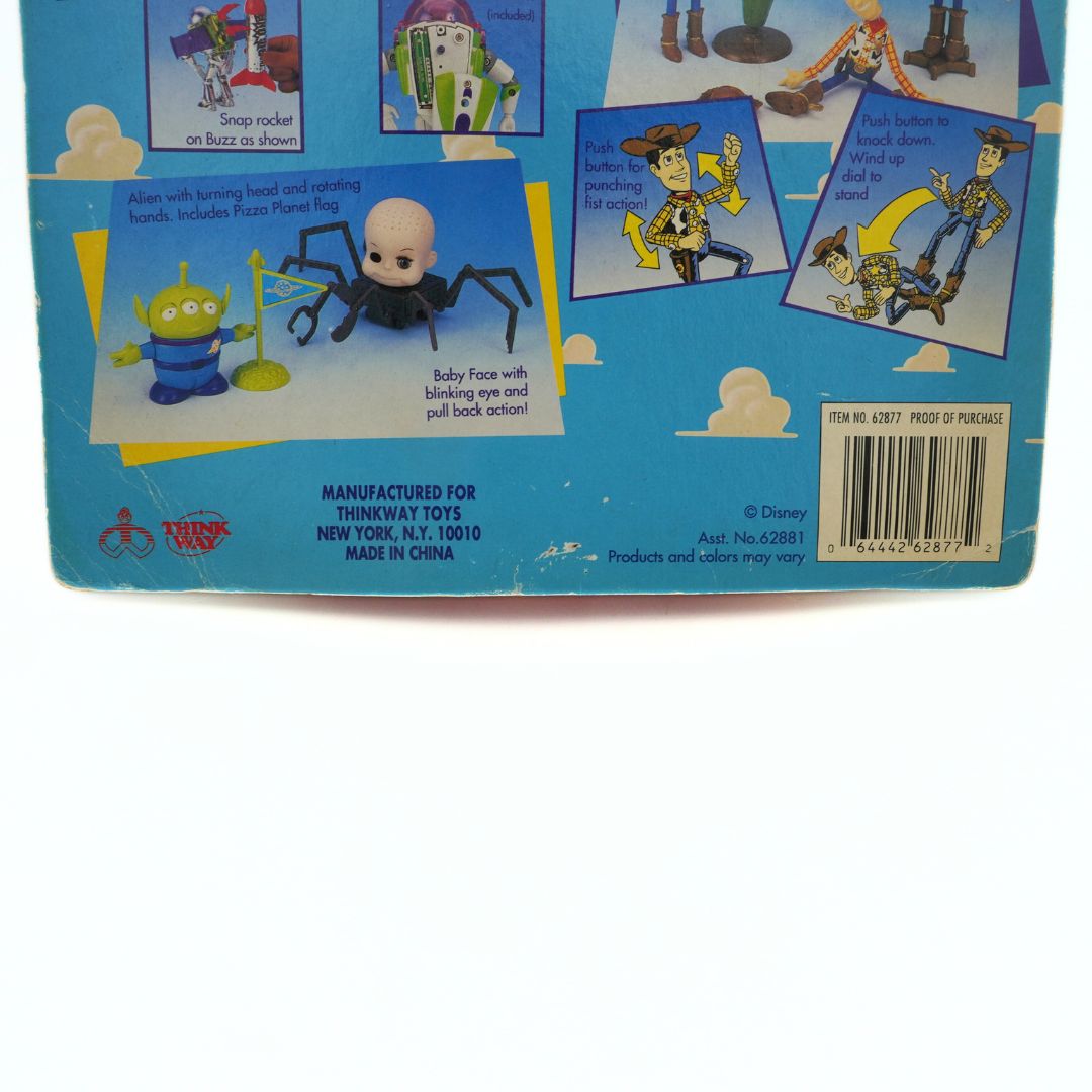 Barcode and creasing on a 1995 Toy Story Woody cardback