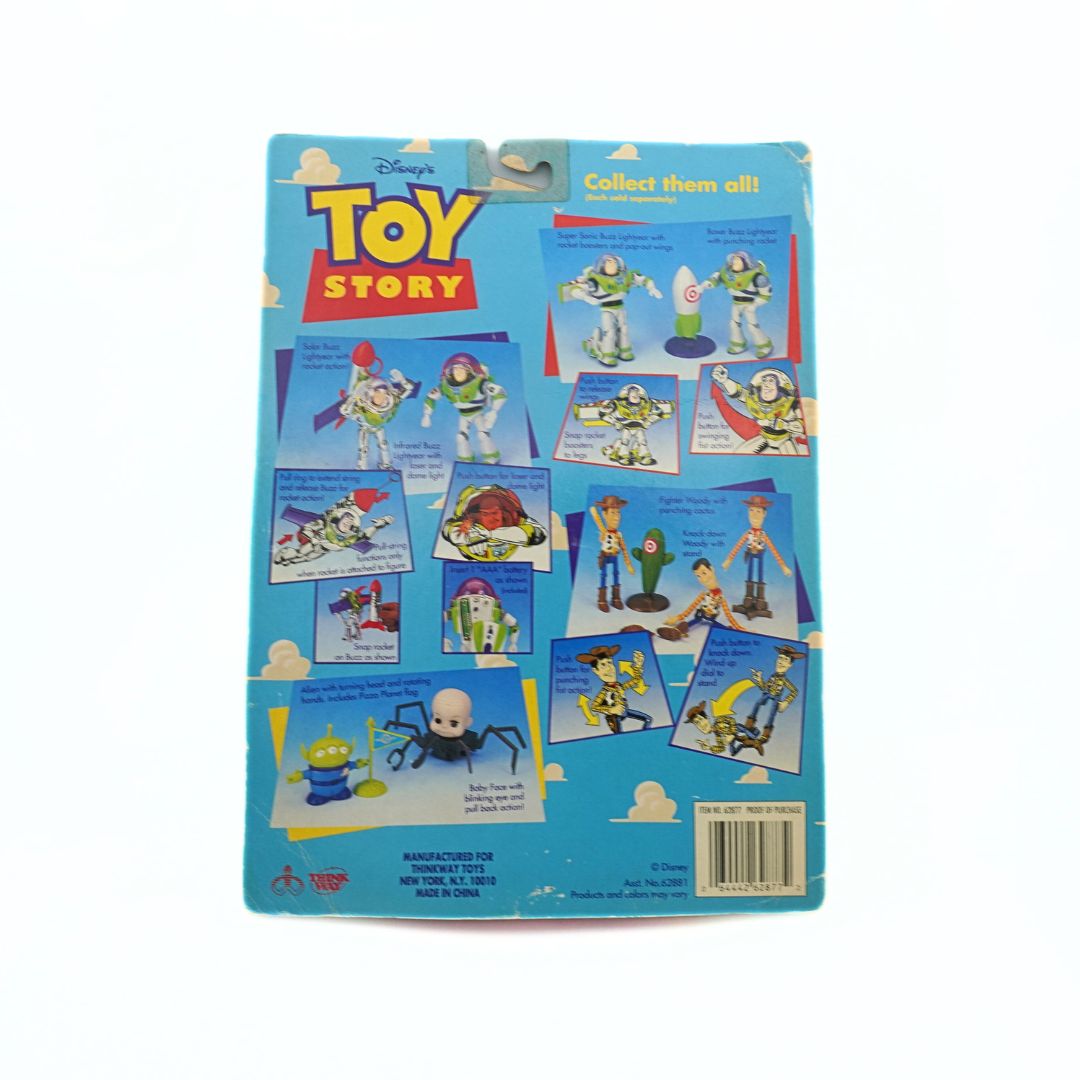 Various toys in a 1995 Toy Story collection with Woody, Buzz and more