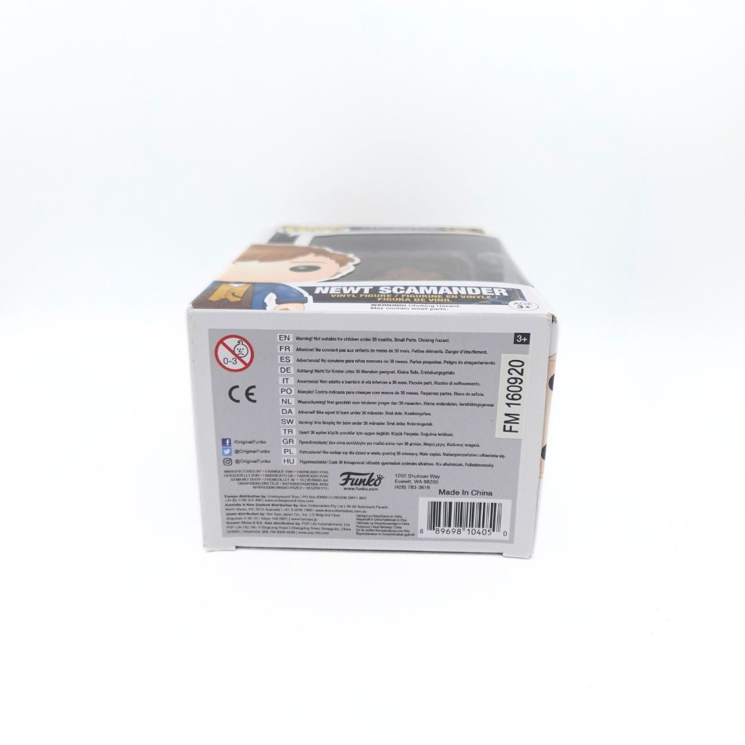 Underside of the Newt Scamander Funko Pop showing the branding and copyright information