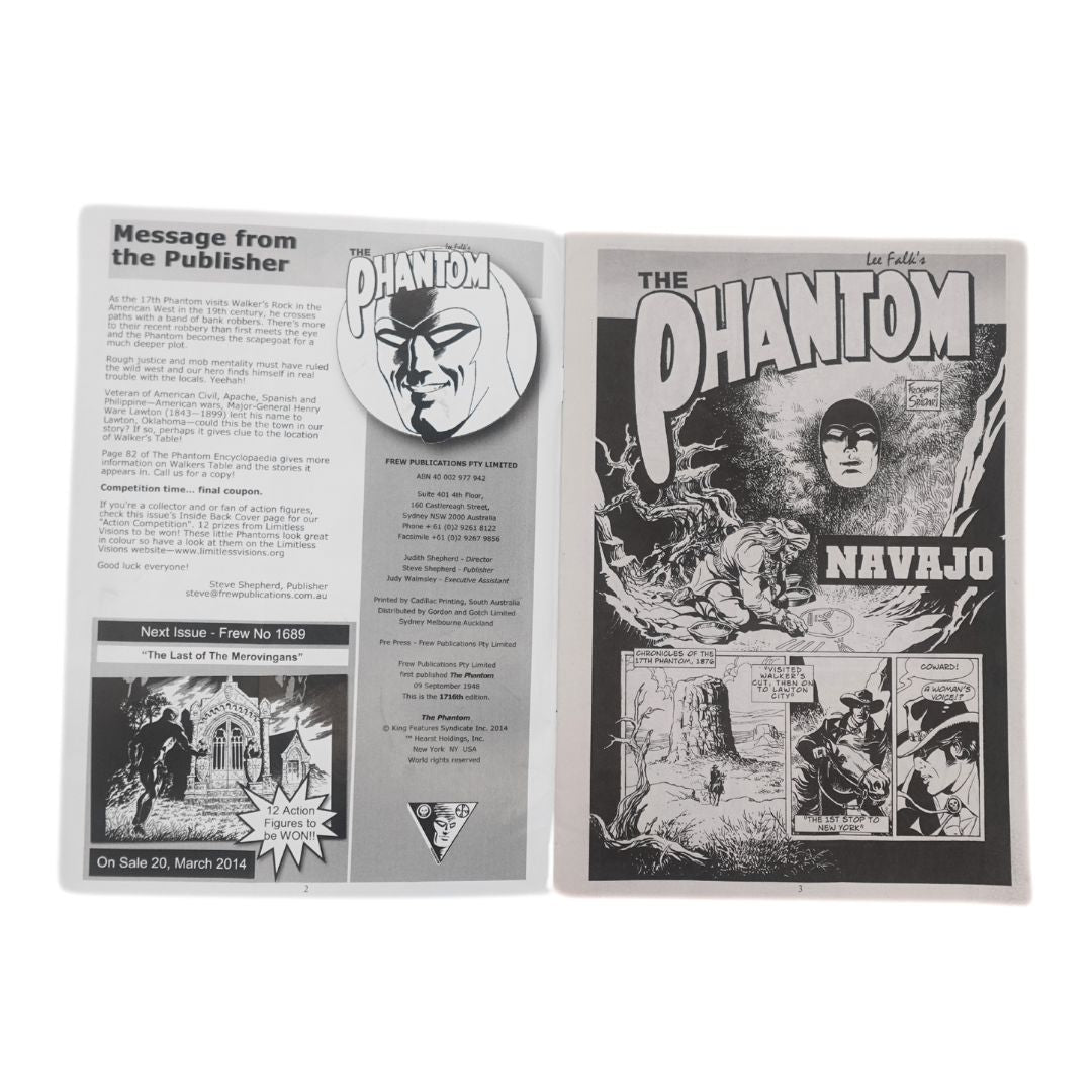 Internal cover of the Phantom Comic, issue #1688 with a message from the publisher