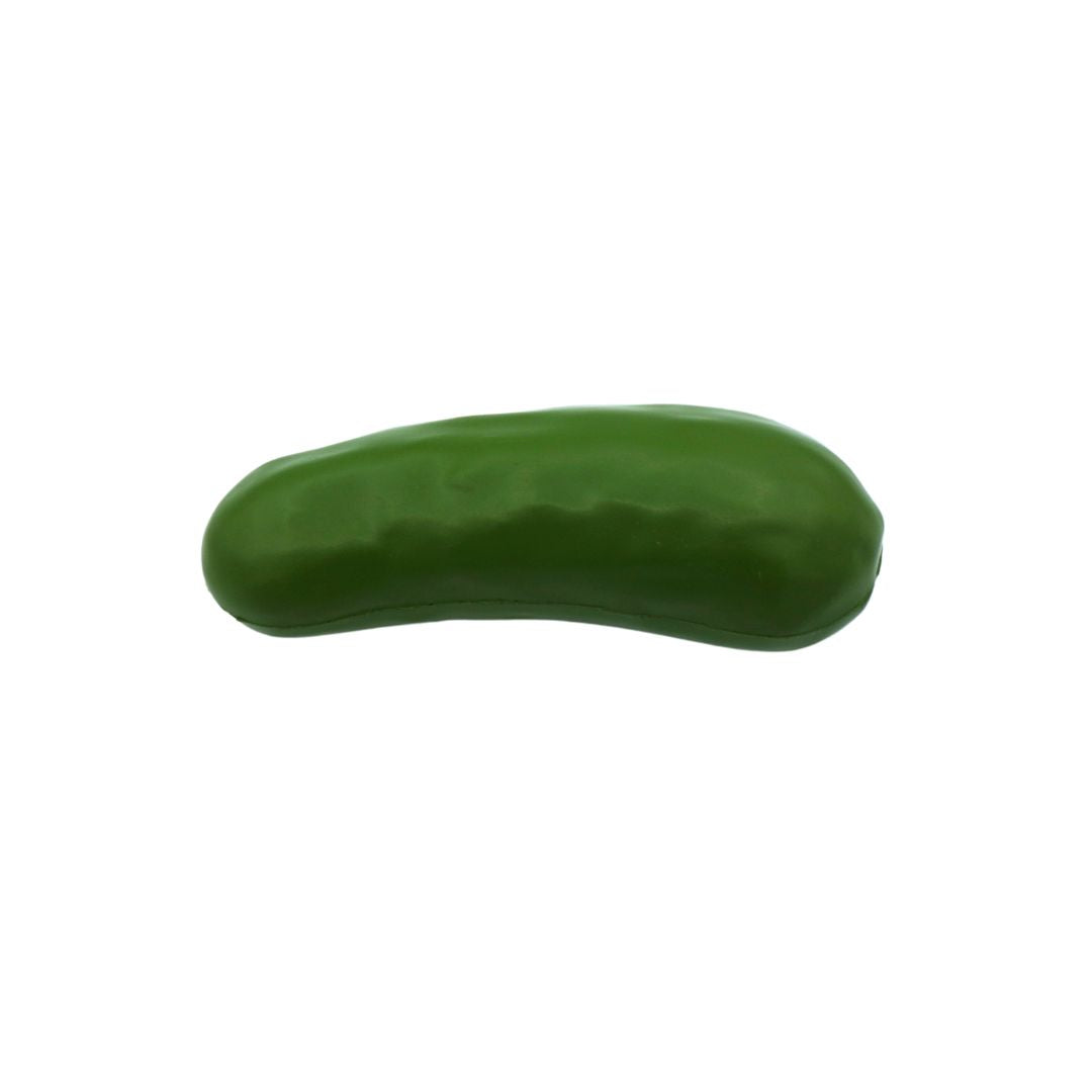 A stress ball shaped like a green pickle