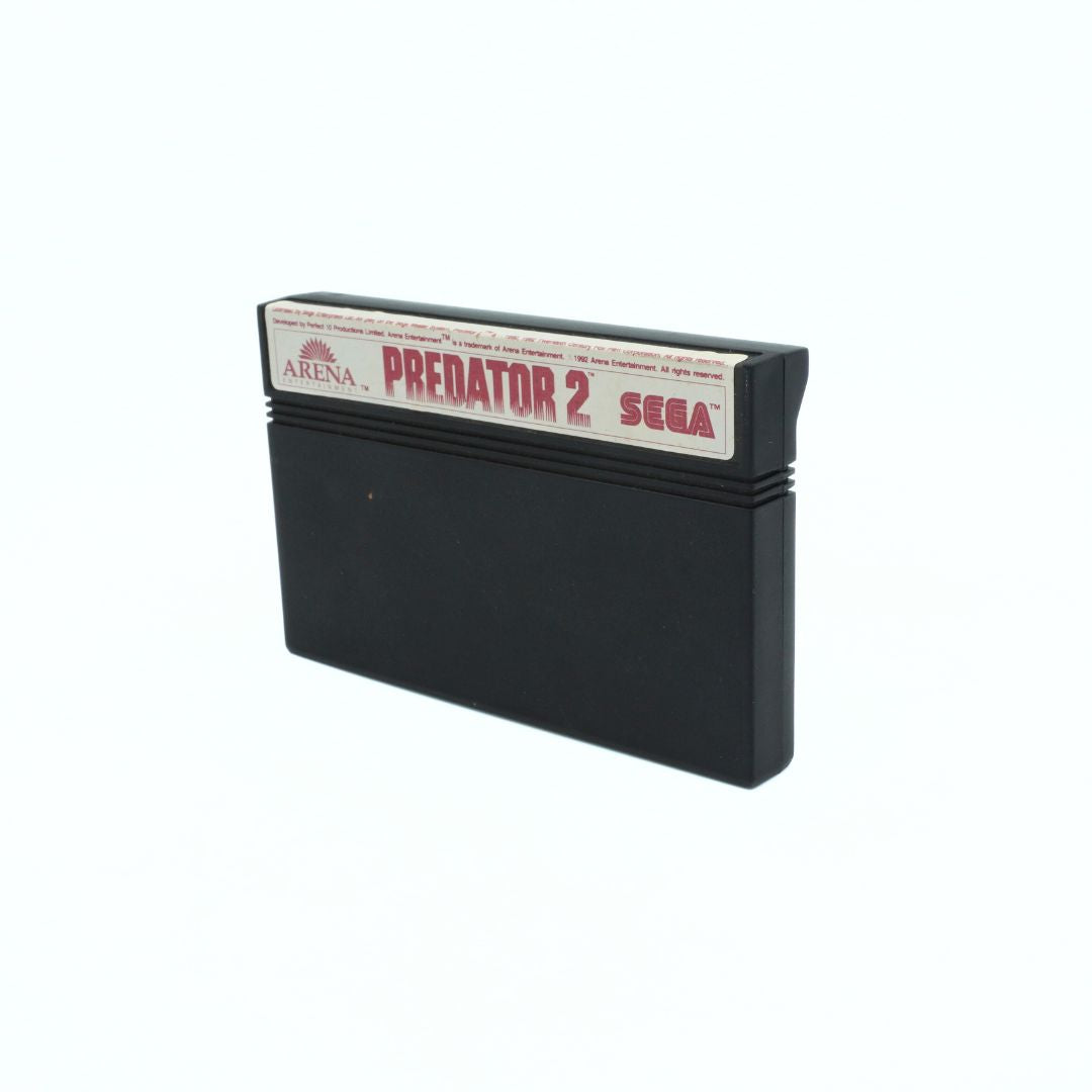 Sega game cartridge with 'Predator 2' on a white background