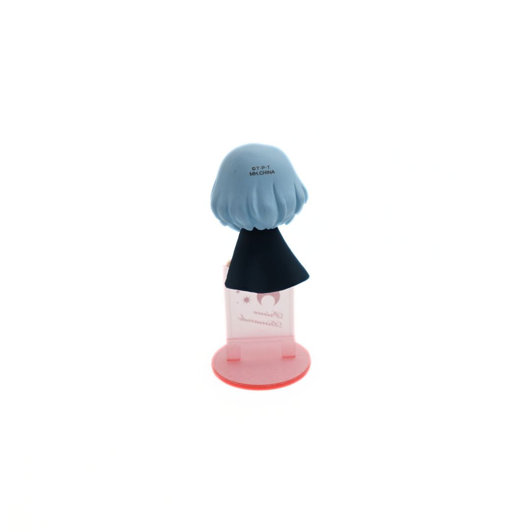 Photo of the back of a mini Prince Dimande figurine with branding to back of the head