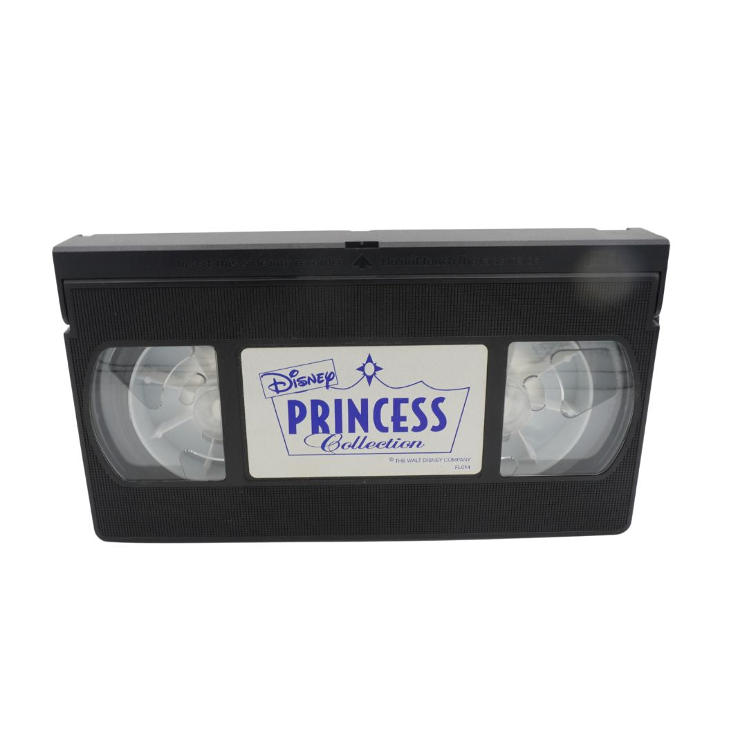 VHS tape with Disney Princess Collection label on a white background