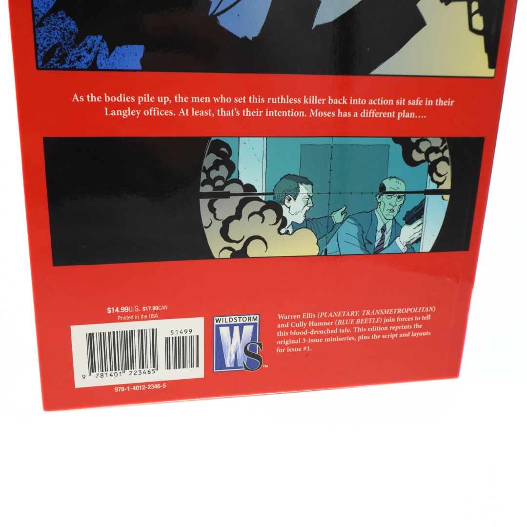 Back cover of a comic book or graphic novel, showing a red lower section with a barcode, ISBN, and WSW logo, plus illustrated panels above on a white background.