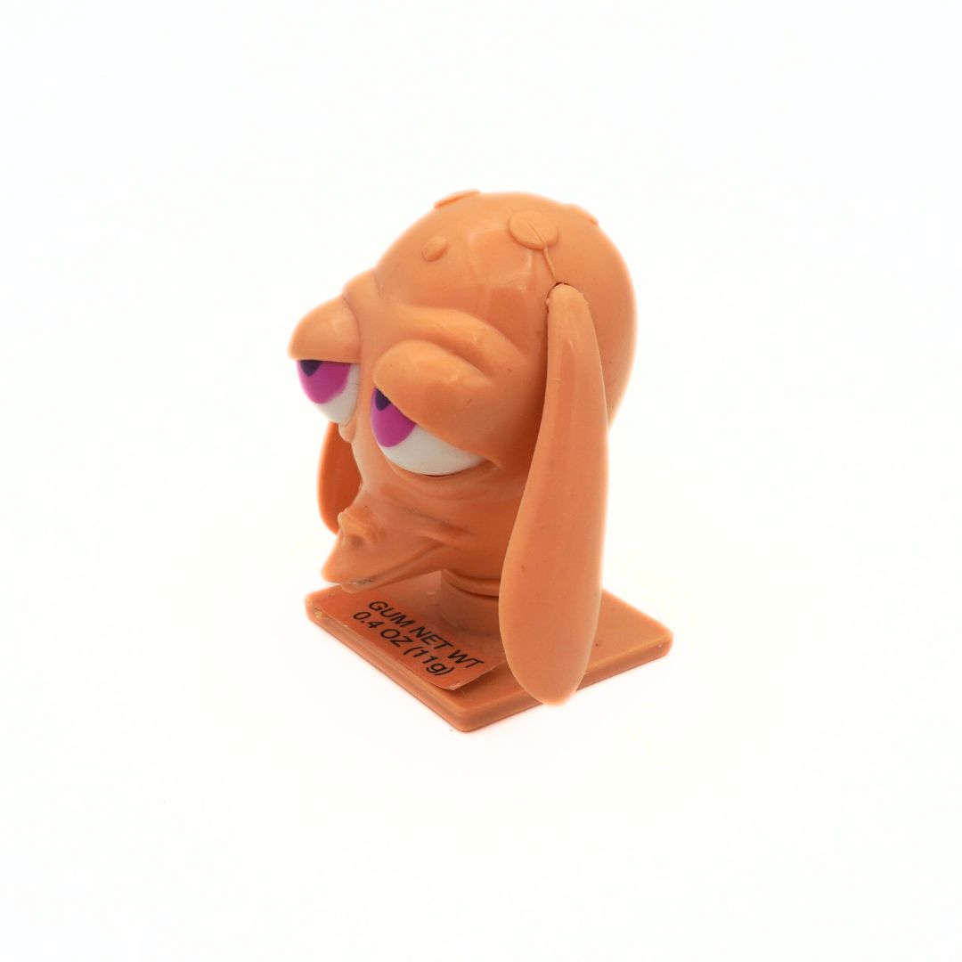 1994 Nickelodeon Ren & Stimpy candy head with a sticker detailing the weight of the original gum