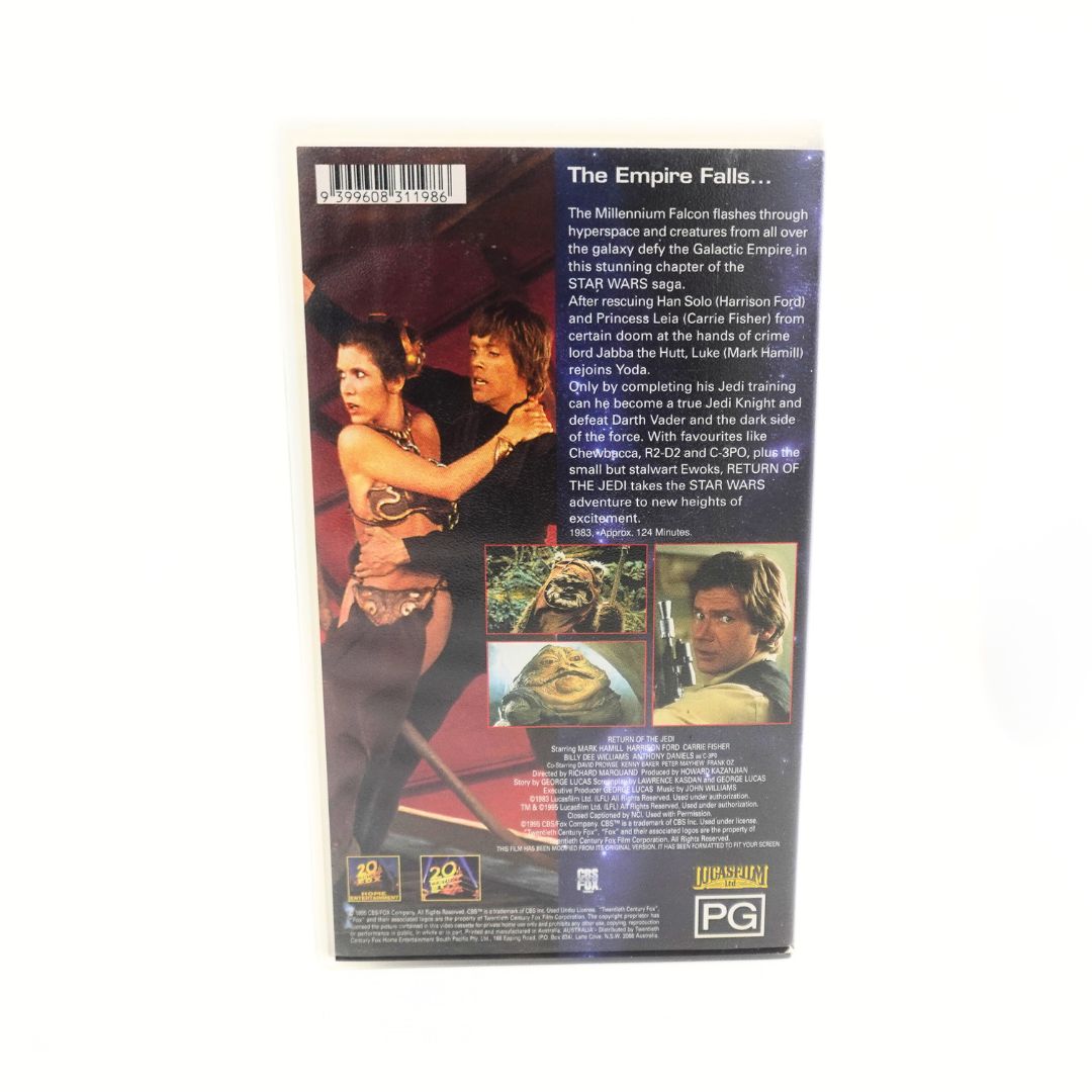 Photo of the back cover of the Return of the Jedi Digitally Remastered Australian release tape