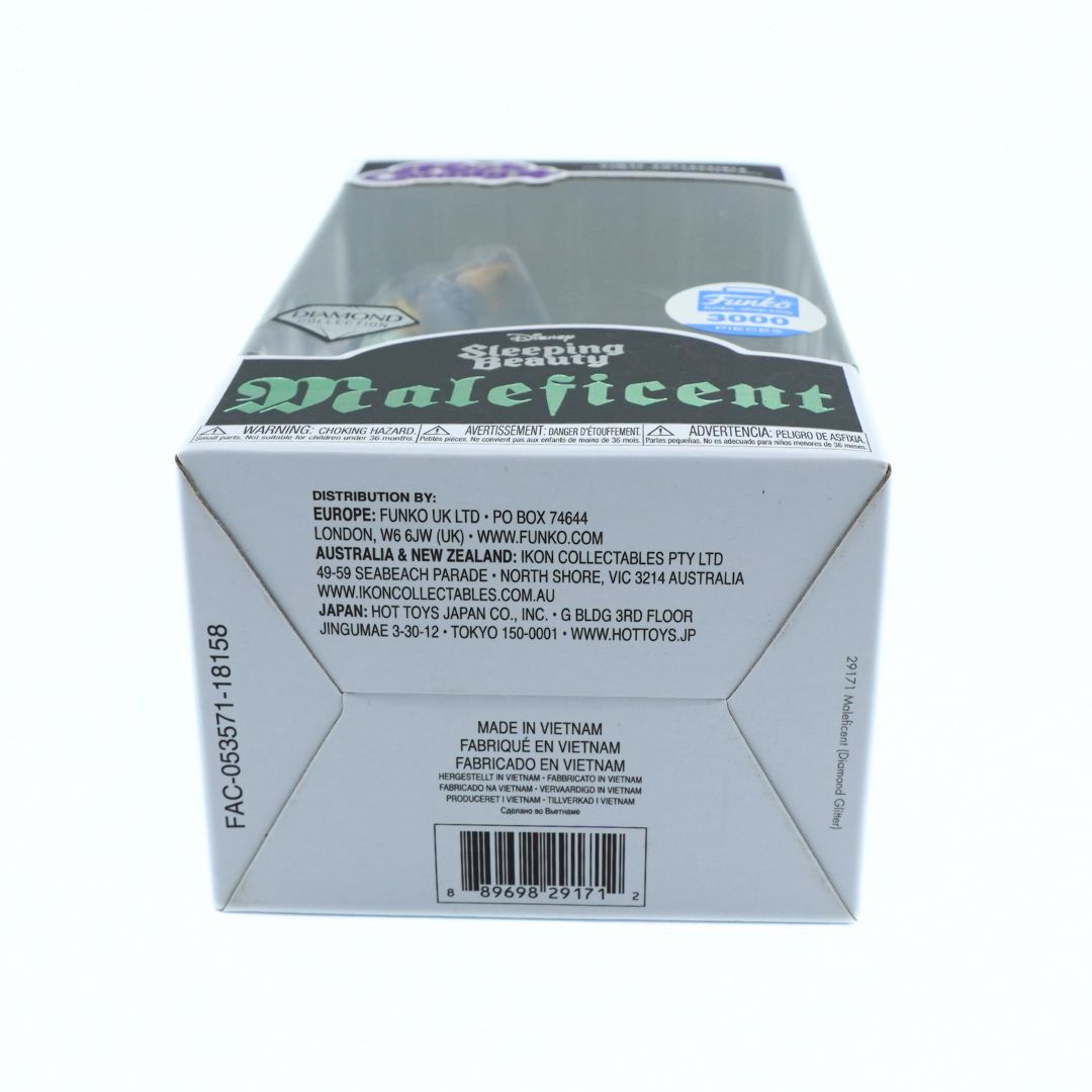 Back of a 'Sleeping Beauty Maleficent' toy box with branding and product details.