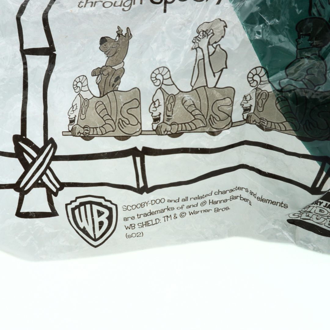 Branding and trademark on the packaging of a vintage 2002 Scooby-Doo Spooky Coaster toy