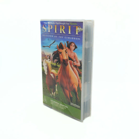 Spirit Stallion of the Cimarron VHS tape, showing some damage