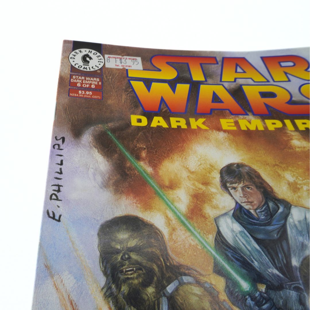 Comic book cover featuring characters from 'Star Wars: Dark Empire' with a white background.