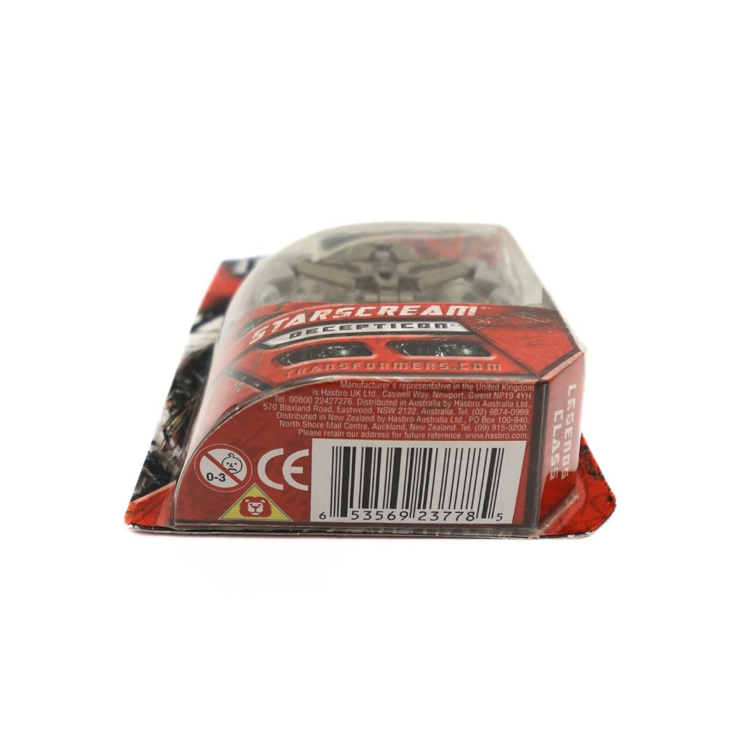 Barcode and branding seen on the underside of the 2006 Starscream figurine released by Hasbro