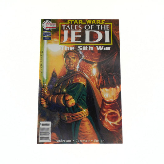 Comic book titled 'Tales of the Jedi: The Sith War' featuring a character on the cover.