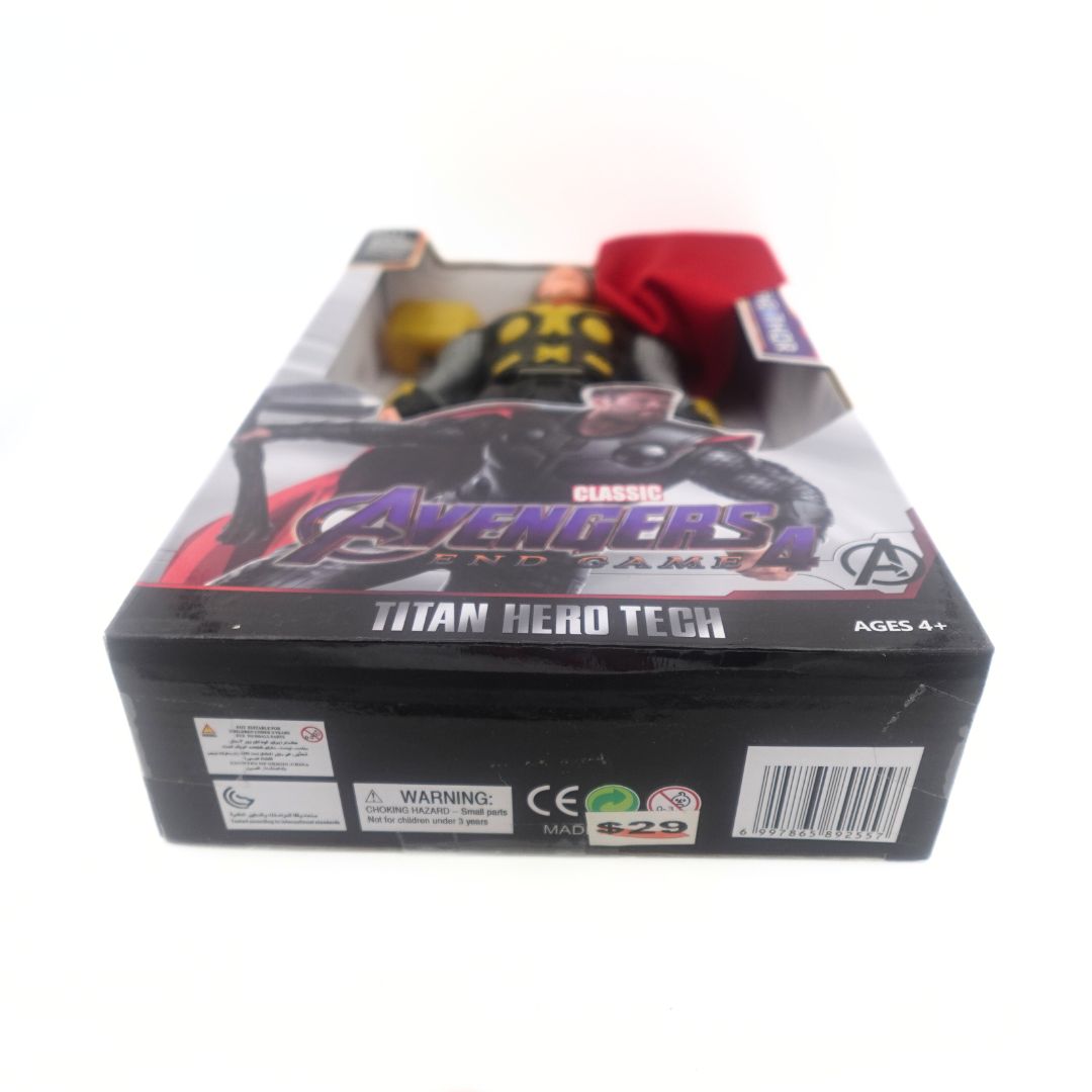 Underside of the Titan Hero Tech Thor packaging showing some wear to the box and original price tag