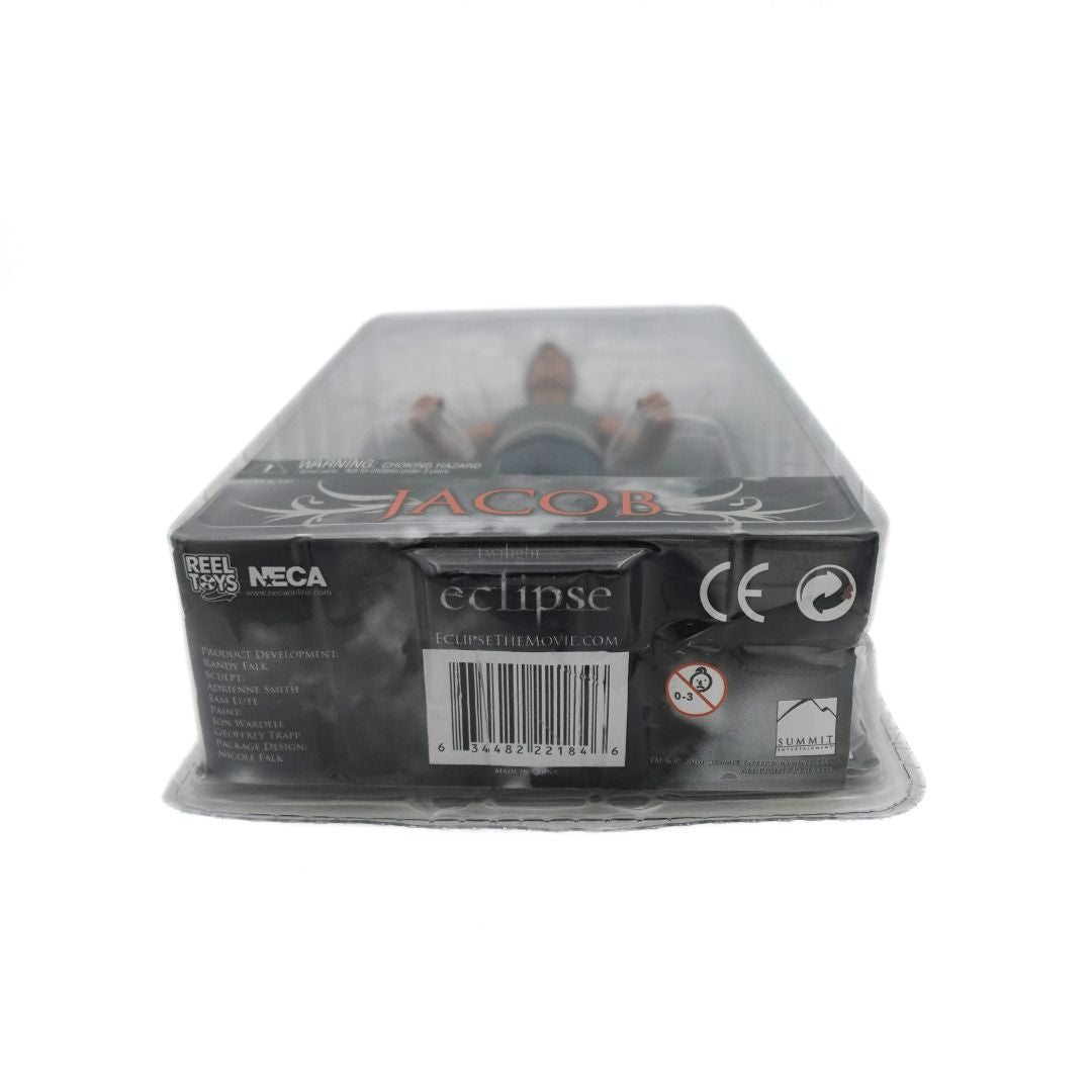 Photo of the underside of a Reel Toys NECA Twilight Eclipse Jacob figure showing barcode and copyright information